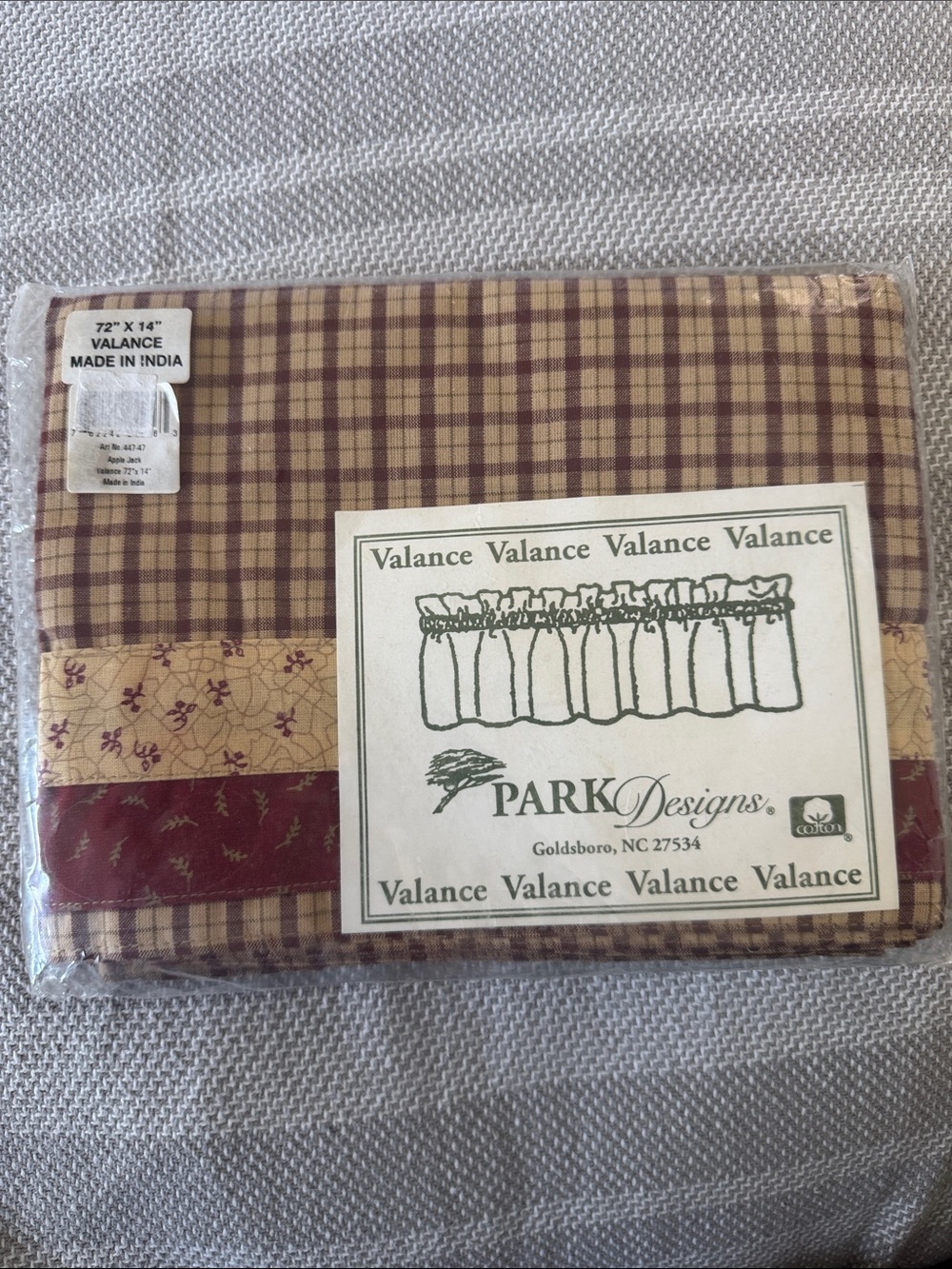 PARK Designs Burgundy and Tan Plaid Valance
